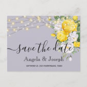 ライト黄色のフローラ保存日付 案内ポストカード (正面)