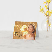 ライト、もつれさせたライトを持つ女の子を共有して下さい カード (黄色い花)