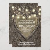 ライト+オーク材の樹皮ブライダルシャワー招待状 招待状 (正面/裏面)