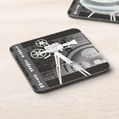 ライト、カメラ、アクション映画のテーマのプラスチックコースター コースター (左側)