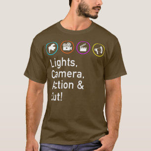 ライト カメラ アクション カット 面白い映画 テレビクルー Tシャツ