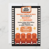 ライト カメラ アクション 映画の夜 誕生日 招待状 (正面)