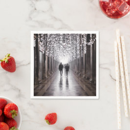 ライト、シャドウ、シンメトリ – セピア スタンダードカクテルナプキン