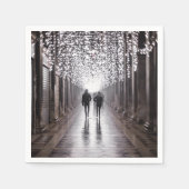 ライト、シャドウ、シンメトリ – セピア スタンダードカクテルナプキン (正面)