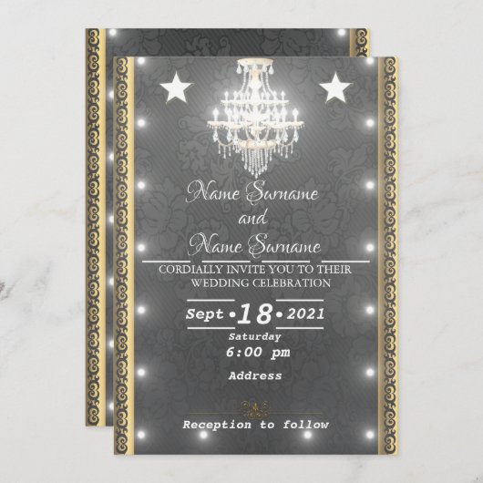 ライト・シャンデリア 招待状 (正面/裏面)