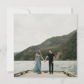 ライト ダスティ ブルー バーガンディ ゴールド フラワーフォト スクエア 招待状 (裏面)