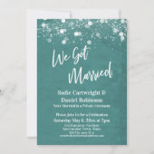 ライト テクスチャード ウィー ガット マリード ティール レセプション-オンリー 招待状 (正面)