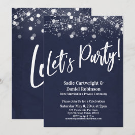 ライト テクスチャード レッツパーティー ネイビー 受付のみ 招待状