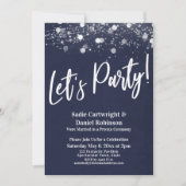 ライト テクスチャード レッツ パーティ ネイビー 受付のみ 招待状 (正面)