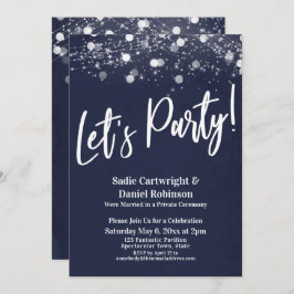 ライト テクスチャード レッツ パーティ ネイビー 受付のみ 招待状