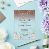 ライト ピンクの花 きらめくSweet 16 アクリル招待状 (インサイチュ (ウェディング))