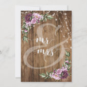 ライト&ピンク牡丹ブーケ素朴ウッドズ結婚ーズ 招待状 (裏面)