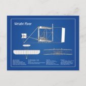 ライト・フライヤー – 飛行機の設計図スケッチ計画ABD ポストカード (正面)