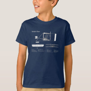 ライト・フライヤー – 飛行機の設計図スケッチ計画ABD Tシャツ
