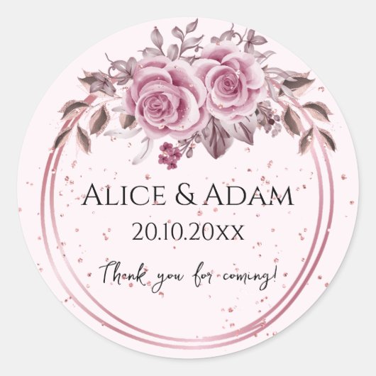 ライト ブラッシュ ローズゴールド リーフ ステッカー (正面)