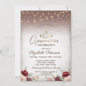 ライト、ブルゴーニュの花グリッターキンセアニラ 招待状 (正面)