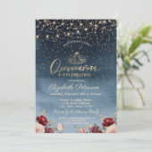 ライト、ブルゴーニュの花ネイビーブルーキンセアニラ 招待状 (スタンド正面)