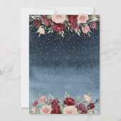 ライト、ブルゴーニュの花ネイビーブルーキンセアニラ 招待状 (裏面)