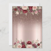 ライト、ブルゴーニュグリッター、バラ金ゴールド退職 招待状 (裏面)