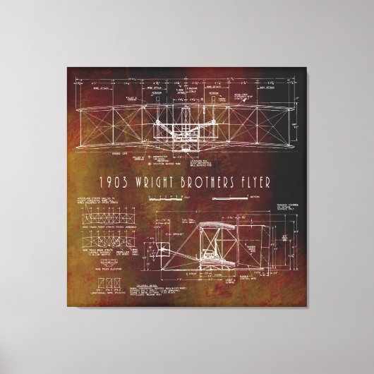 ライト・ブロス飛行機初の飛行1903 キャンバスプリント (正面)