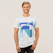 ライト&ブ王室のリアティール（緑がかった色）ジオメトリックMCMルックデザイン トライブレンドＴシャツ (正面全面)