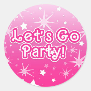 ライト & ホットピンクのスパークルスターズ Let's Go パーティー ラウンドシール