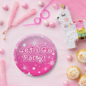 ライト & ホットピンク スパークル スターズ パーティーに行こう ペーパープレート (パーティー)