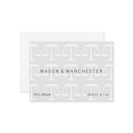ライト·ホワイト·ウォーターマーク·スタイルはかりで測·オブ·ジャスティス 名刺 (正面/裏面インサイチュ)