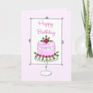 ライト&ラブリーお誕生日ケーキとバラ誕生日 カード