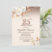ライト、秋の花きらめきぼかし 25歳の誕生日 招待状 (スタンド正面)