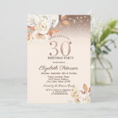 ライト、秋の花グリッター《写真》ぼけ味30th Birthday 招待状 (スタンド正面)