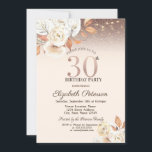 ライト、秋の花グリッター《写真》ぼけ味30th Birthday 招待状<br><div class="desc">金ゴールドモダンティアラ、ストリングライト、グリッター《写真》ぼけ味エレガント、花とシックで華やかグラデーションな招待状。</div>