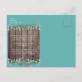 ライト&素朴ウッドフォトターコイズブライダルシャワー インビテーションポストカード (裏面)