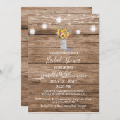 ライト&素朴メイソンジャーブライダルシャワーの文字列 招待状 (正面/裏面)