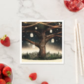 ライト&素朴メイソン・ジャースの夜の木結婚 スタンダードカクテルナプキン (インサイチュ)