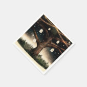 ライト&素朴メイソン・ジャースの夜の木結婚 スタンダードカクテルナプキン (角)