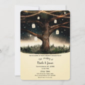 ライト&素朴メイソン・ジャースの夜の木結婚 招待状 (正面)