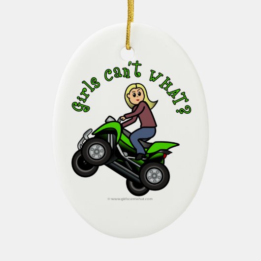 ライトATV | 4人のホイーリングする女の子 セラミックオーナメント (正面)