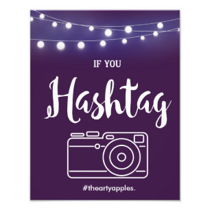 ライトHashtagの印を持つバイオレット フォトプリント