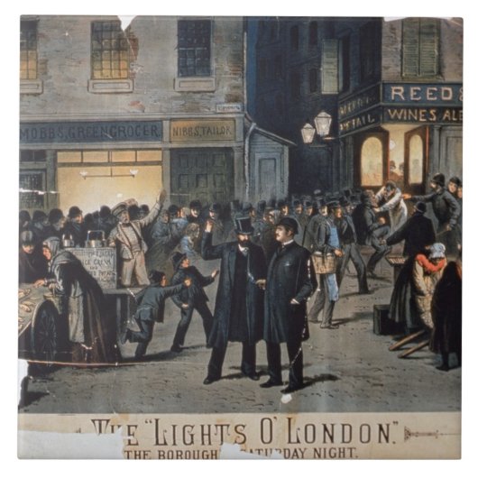 「ライトO」ロンドン」(色のlitho) タイル (正面)