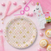 ライトPInkおよび金ゴールドマーメイドはかりで測紙プレート ペーパープレート (パーティー)