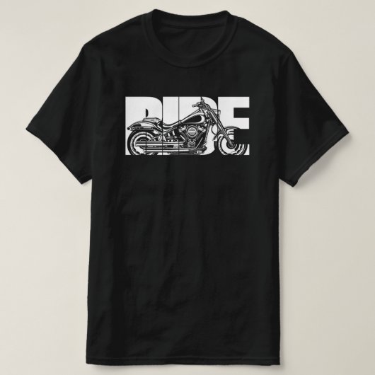 ライドはっきりした-レトロオートバイバイクもしくは自転車に乗る人ギフト Tシャツ (デザイン正面)