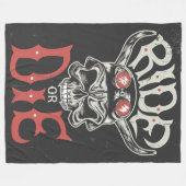 ライドまたはダイバイキングスカル フリースブランケット (正面(横))