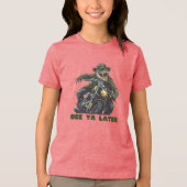 ライドまたはバイトクール:ゲーターバイクもしくは自転車に乗る人ワイルドハート トライブレンドTシャツ (正面)