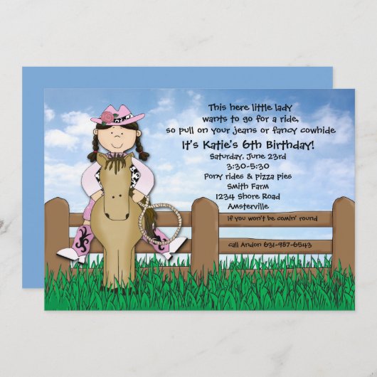 ライドエム女性のカーボーイ編組招待状 招待状 (正面/裏面)