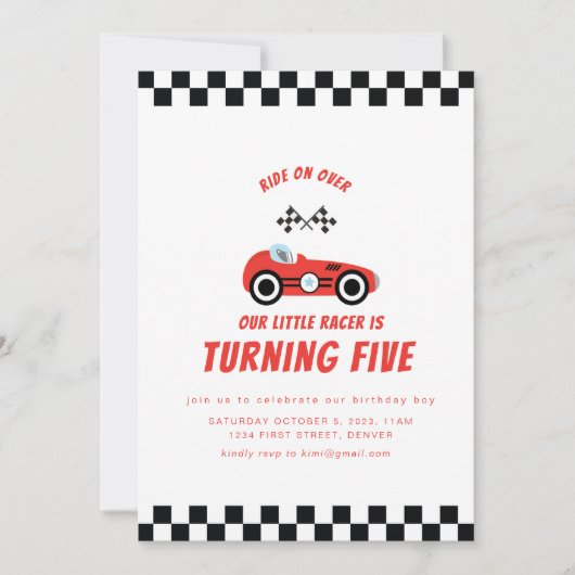 ライドオンオーバーカーレーステーマ誕生日招待状 招待状 (正面)