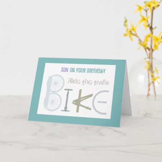 ライドザトレイルズマウンテンサイクリングソン誕生日 カード (黄色い花)