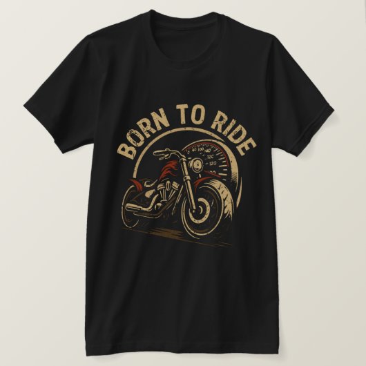 ライドバイクTシャツ – レトロバイクもしくは自転車に乗る人グラフィック Tシャツ (デザイン正面)