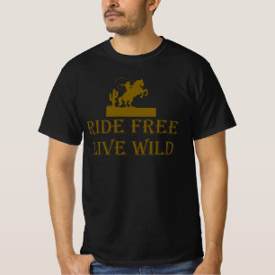 ライドフリーライブワイルドウェスタングラフィック Tシャツ