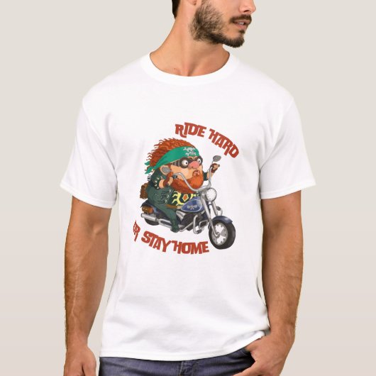 ライド懸命またはステイホームバイクもしくは自転車に乗る人バイクデザイン Tシャツ (正面)